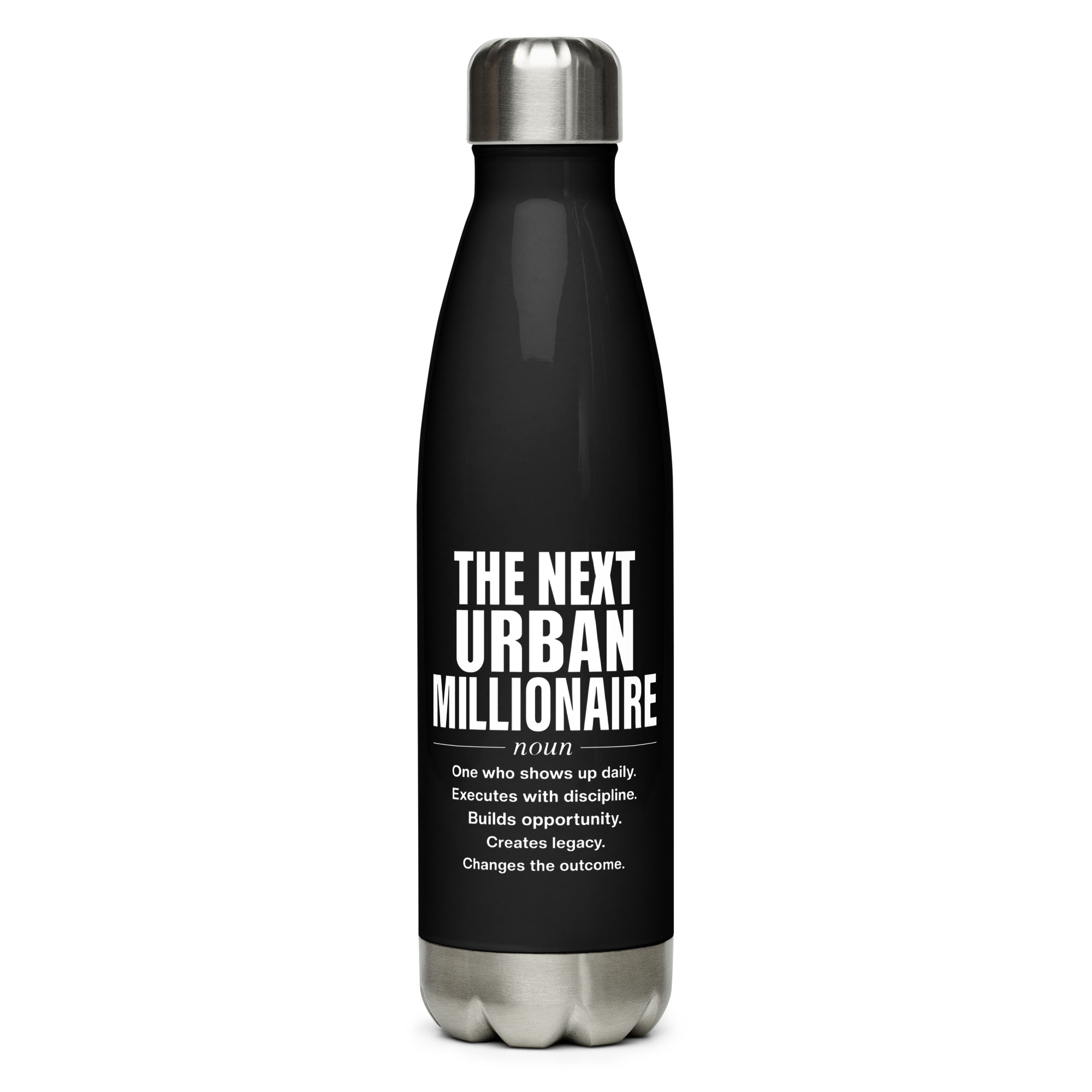 stainless steel water bottle black oz front ac jpg
